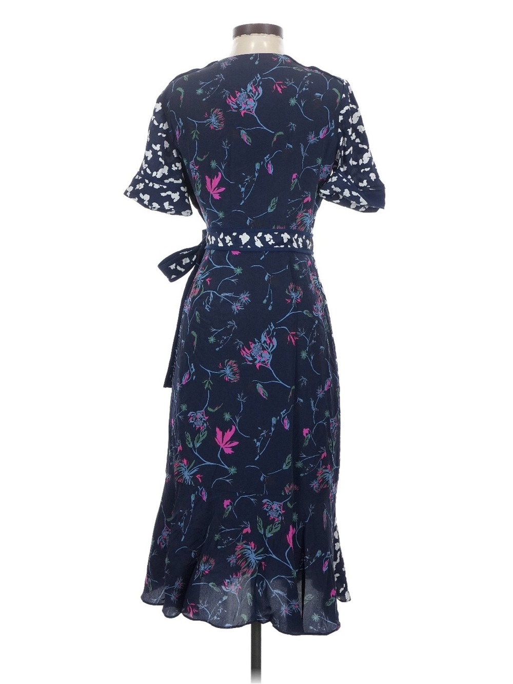 Tanya Taylor “Luisa” Navy Floral Wrap Midi Dress - Sz 12 - Picture 8 of 11